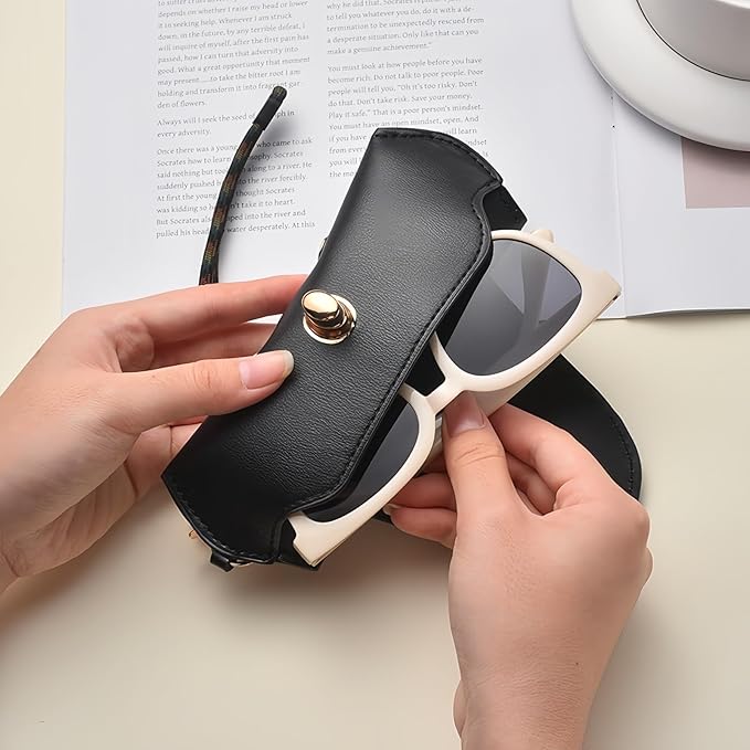 Vintage Leather Sunglasses Case, Portable Protective Case for Glasses Unisex Glasses Pouch Spectacles Organizer