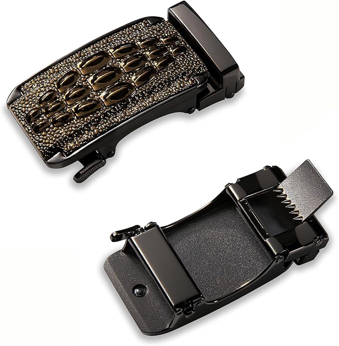 Dubulle Designer Mens Belts, Sliding Automatic Buckle Ratchet Dress Belt TOP Genuine Leather Strap Gifts