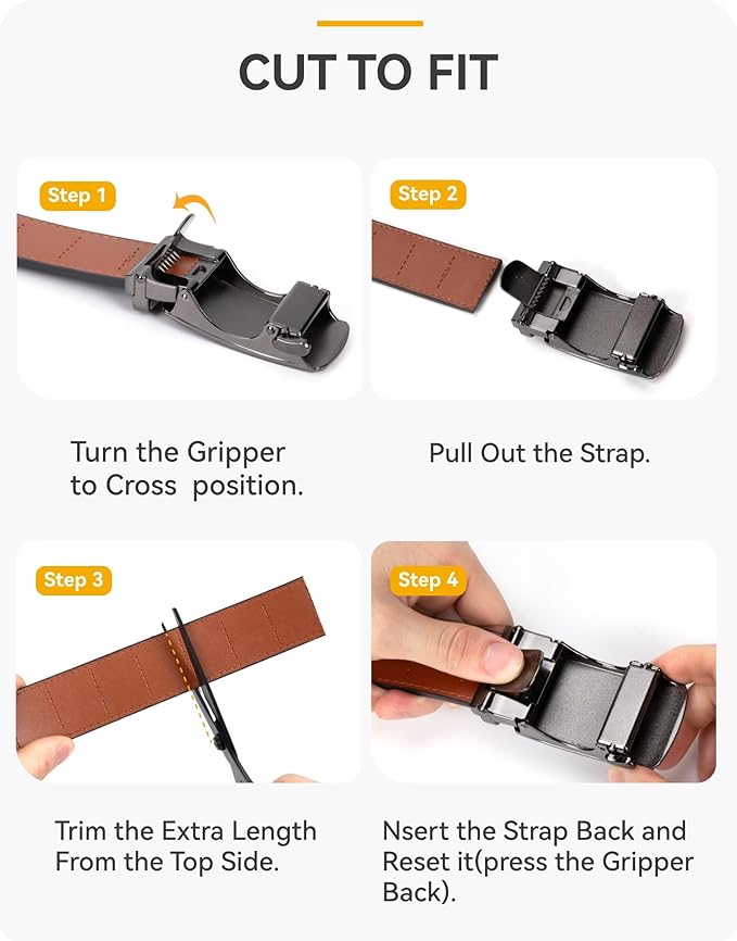 CHAOREN Leather Ratchet Belt Men 2 Pack - Customizable Fit, Effortless Style (35mm)