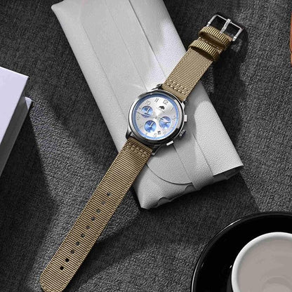 BISONSTRAP Men’s Nylon Watch Bands, Two-Piece Military Watch Straps, Quick Release, Brushed Buckle, Band Width 18mm 19mm 20mm 22mm