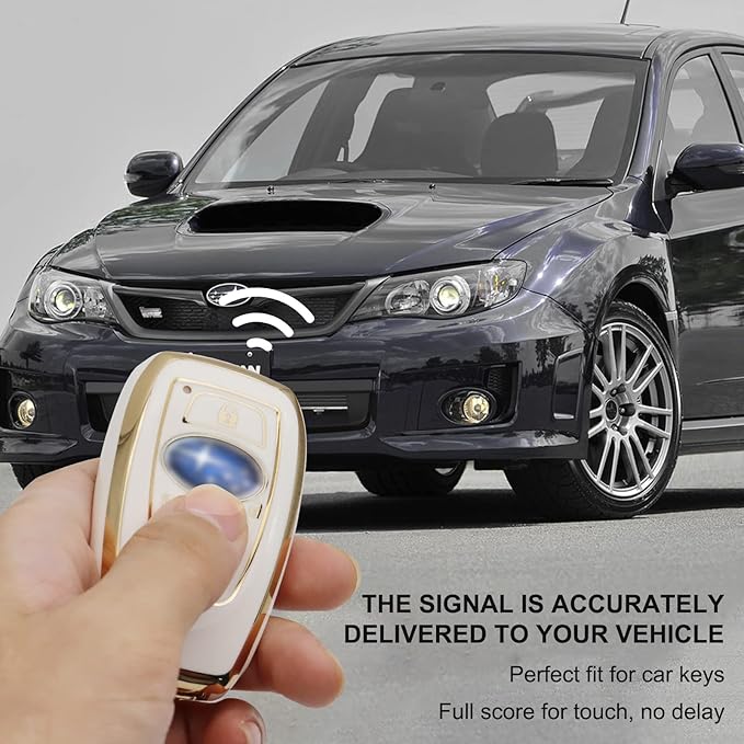 Elegananccy for Subaru Key Fob Cover, Soft Full Protection Key Case Shell with Keychain Compatible with Ascent BRZ Crosstrek Forester Impreza Legacy Outback WRX STI (White)