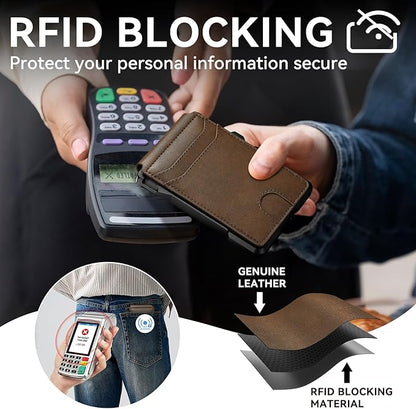 furid Smart Wallet For Men Slim: Rfid Minimalist Pop Up Wallets with Money Clip Metal Credit Card Holder - Gifts for Husband Father at Birthday Anniversary
