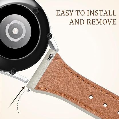 GEAK Slim Leather Band Compatible with Galaxy Watch 7 Band/6 5 4 FE 40mm 44mm/5 pro 45mm/Classic/Galaxy Active 2, 20mm Genuine Leather Strap with Quick Release Buckle for Samsung Watch Bands Women