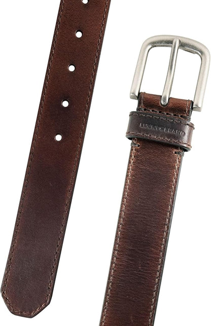 Lucky Brand Men's Jeans Leather Belt| Classic| Casual| Dress| Everyday| American Heritage| Genuine Leather| Metal Buckle