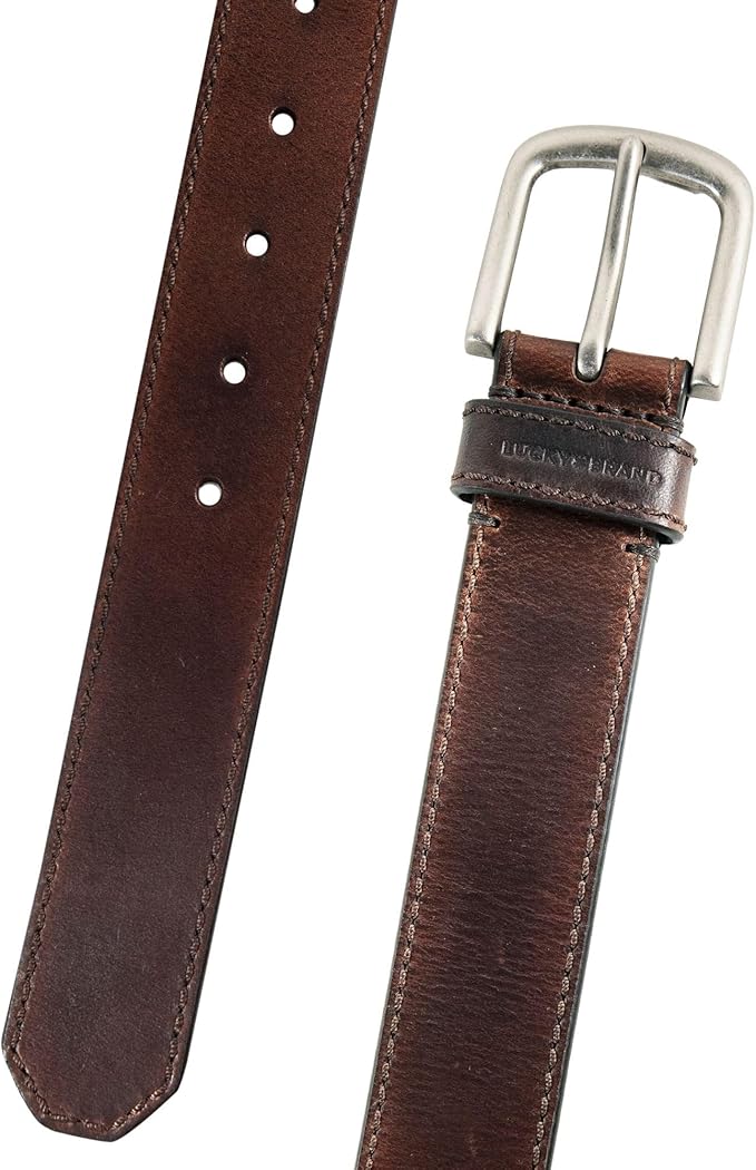 Lucky Brand Men's Jeans Leather Belt| Classic| Casual| Dress| Everyday| American Heritage| Genuine Leather| Metal Buckle