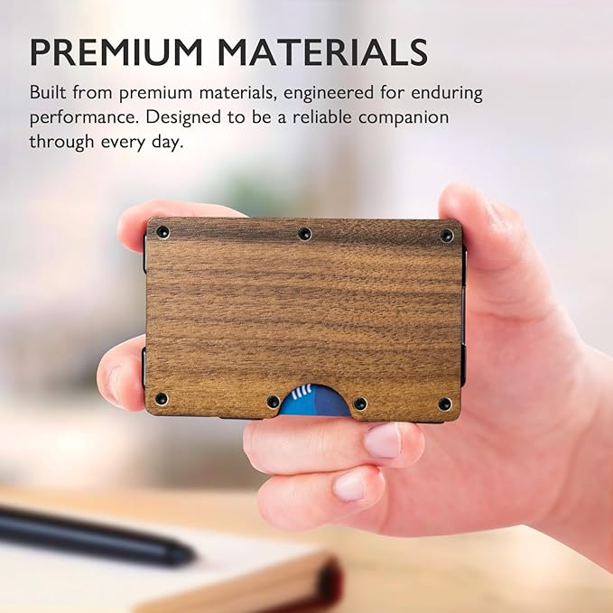 RUNBOX Slim Wallet for Men - RFID Blocking Metal Card Holder with Money Clip,Minimalist Thin Front Pocket Wallet, Holds 15 Cards,Gifts for Men,Men's Accessories