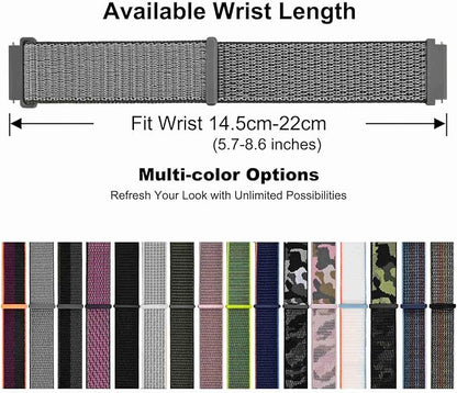 WOCCI 18mm Adjustable Nylon Watch Band, Quick Release Sport Loop Strap (Grey)