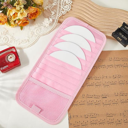 CREATCABIN Pink Car CD Case Holder DVD Vehicle Visor Storage Organizer with 12 DVD Storage Sleeves 1 Mesh Pocket 1 Pen Holder and Elastic Strap Multi-Function Sun Visor Organizer for Cars 12.6x6Inch