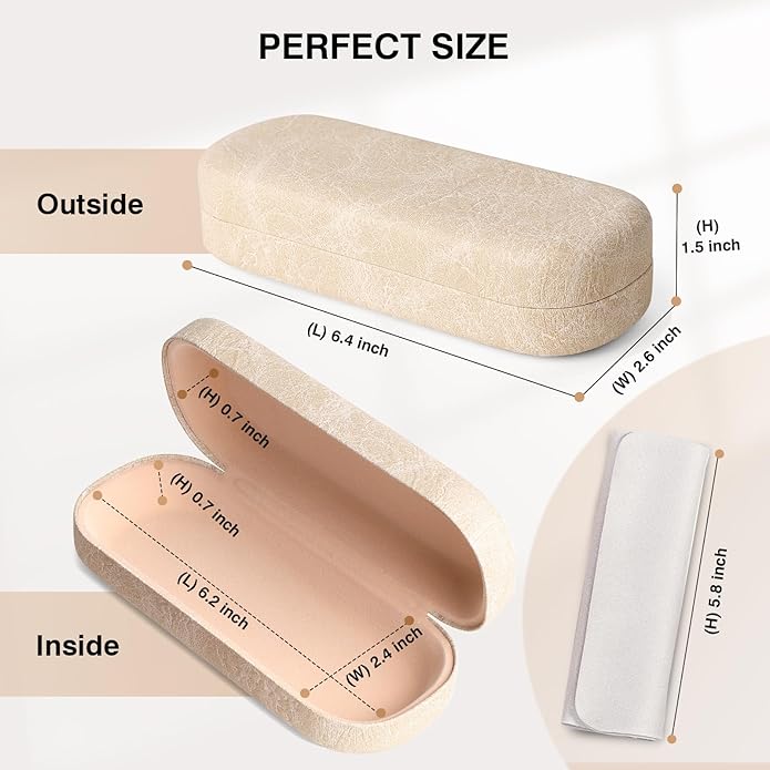 Marvolia Glasses Case Large Hard Shell Eyeglasses Case PU Leather Protective Case for Sunglasses Eyeglasses