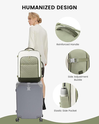 LOVEVOOK Large Travel Backpack for Women, TSA Carry on Backpack for Airplanes, 50L Personal Item Travel Bag for Women fits 17" Laptop,Waterproof Carry on Bag Airplane Approved with 3 Packing Cubes