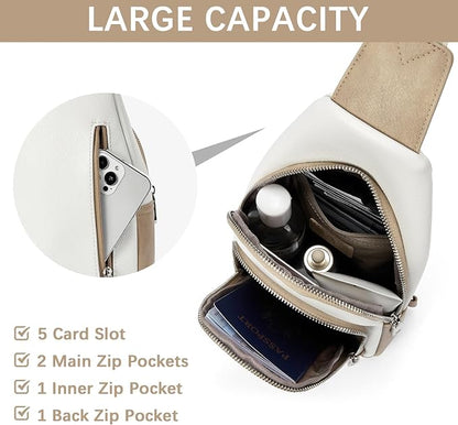 BOSTANTEN Sling Bag for Women Leather Crossbody Bag Vintage Cross Body Purse for Travel with Guitar Strap, Bohemian Style