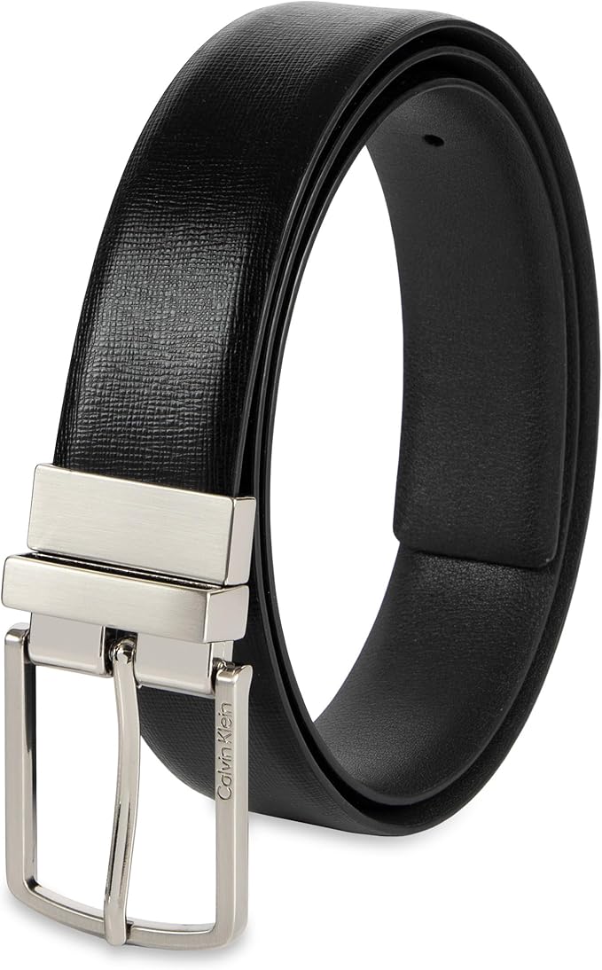 Calvin Klein Men’s Reversible Leather Belt - 2‑in‑1 Versatile Modern Style