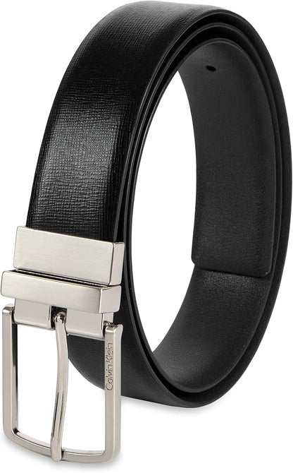 Calvin Klein Men’s Reversible Leather Belt - 2‑in‑1 Versatile Modern Style