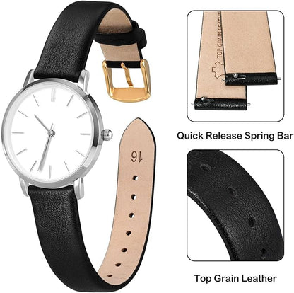 ANNEFIT Watch Bands for Men Women, Top Grain Leather Watch Strap with Quick Release, Band Width 12mm 13mm 14mm 16mm 18mm 20mm 22mm