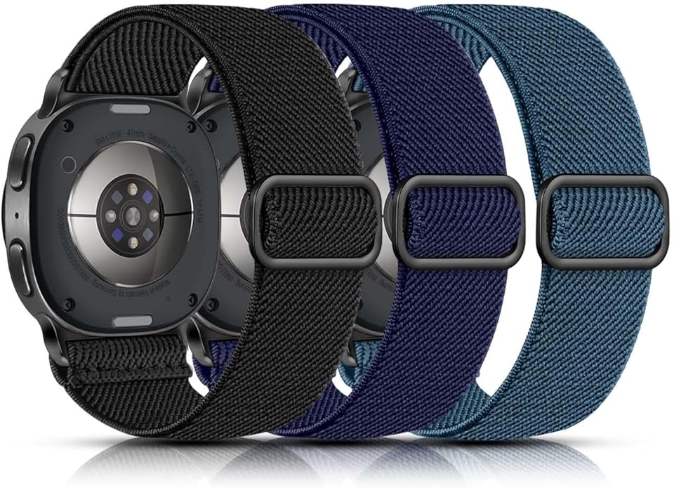 Lerobo Elastic Bands Compatible with Samsung Galaxy Watch 8 7 6 5 4 40mm 44mm/Galaxy Watch 8 Classic 6 4 Classic 43mm 47mm 42mm 46mm/5 Pro Band 45mm/Active 2,3 Pack 20mm Adjustable Nylon Sport Band