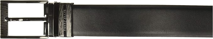 Perry Ellis Portfolio Feather Edge Leather Men's Belt, Reversible with Etched Buckle, Soft Touch Material