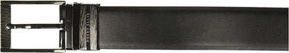Perry Ellis Portfolio Feather Edge Leather Men's Belt, Reversible with Etched Buckle, Soft Touch Material