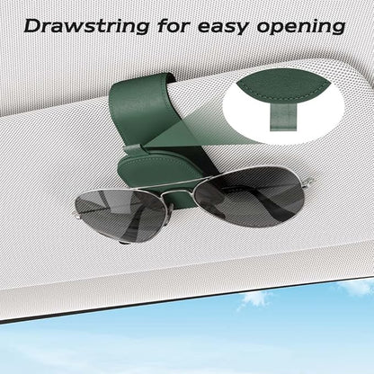 Sotfamily Sunglass Holder for Car Visor, Suede Cloth Magnetic Sunglass Organizer for Car Accessories, 2 Packs, Grass Green