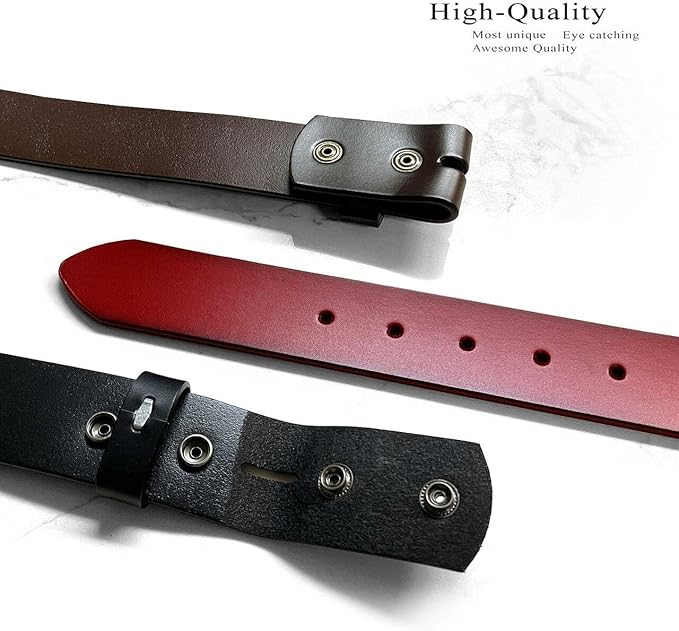 Men's Replacement Belt Strap 100% Genuine Leather Plain Casual Belt Strap with Snaps 1-1/2"(38mm) Wide