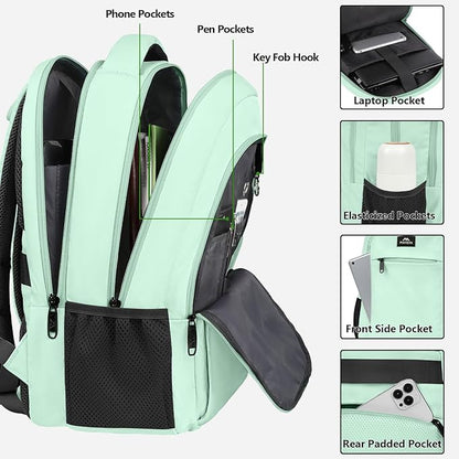 MATEIN Travel Laptop Backpack, 15.6 Inch Computer Backpack, Slim Lightweight Fashion Water Resistant Womens Traveling Backpack Casual Daypack for College Office, Mint Green