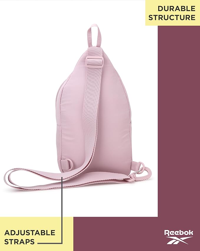 Reebok Unisex Crossbody Sling Bags – Compact Convertible Strap Cross Body Bag Travel Sling Bag - Gym & Travel Essential, Thea II Ashen Lilac