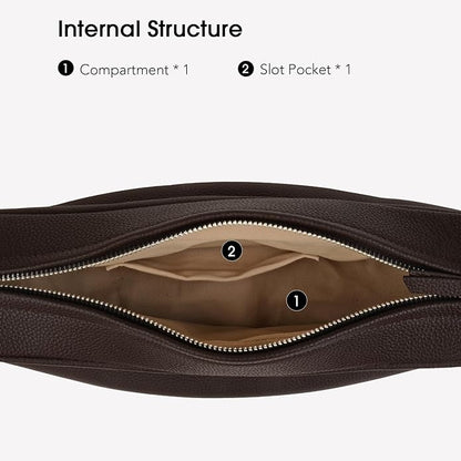 DONNAIN Genuine Leather Sling Bags Crossbody Women, Minimalist Style Casual Chest Bags with Wide Strap