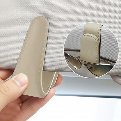 EldHus Car Sunglass Holder for Visor, Magnetic Car Eyeglass Holder Clip, Universal Vehicle Sunglasses Eyeglasses Mount, 1 Pack Beige