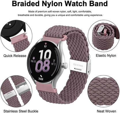 WOCCI 16mm Braided Nylon Watch Band for Men and Women, Quick Release, Silver Stainless Steel Buckle (Woodrose)