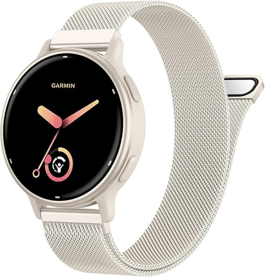 18mm 20mm Metal Band Compatible for Garmin Vivoactive 5/6/4S/3 Watch Bands, Soft Stainless Steel Mesh Strap for Garmin Venu 3S/Venu 2S/Sq Watch Band, Forerunner 55/245/255S/265S Watch Band Women Men