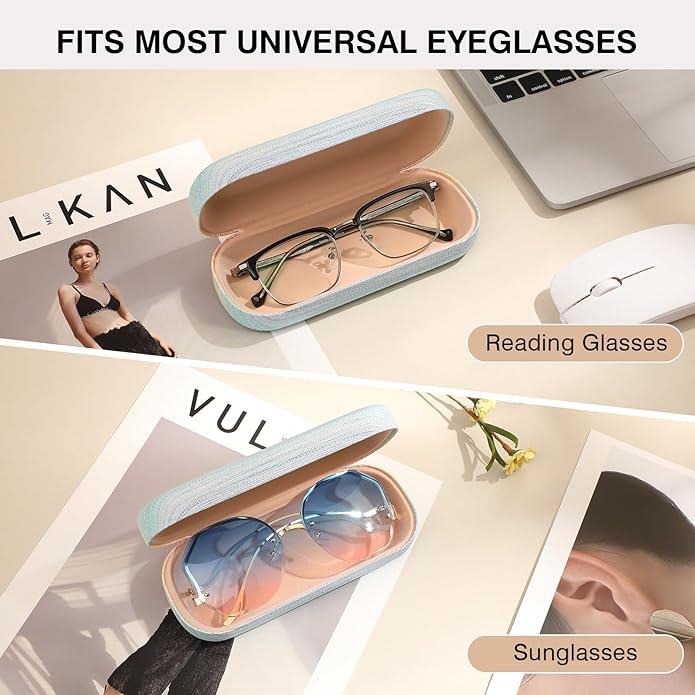 Marvolia Glasses Case Large Hard Shell Eyeglasses Case PU Leather Protective Case for Sunglasses Eyeglasses
