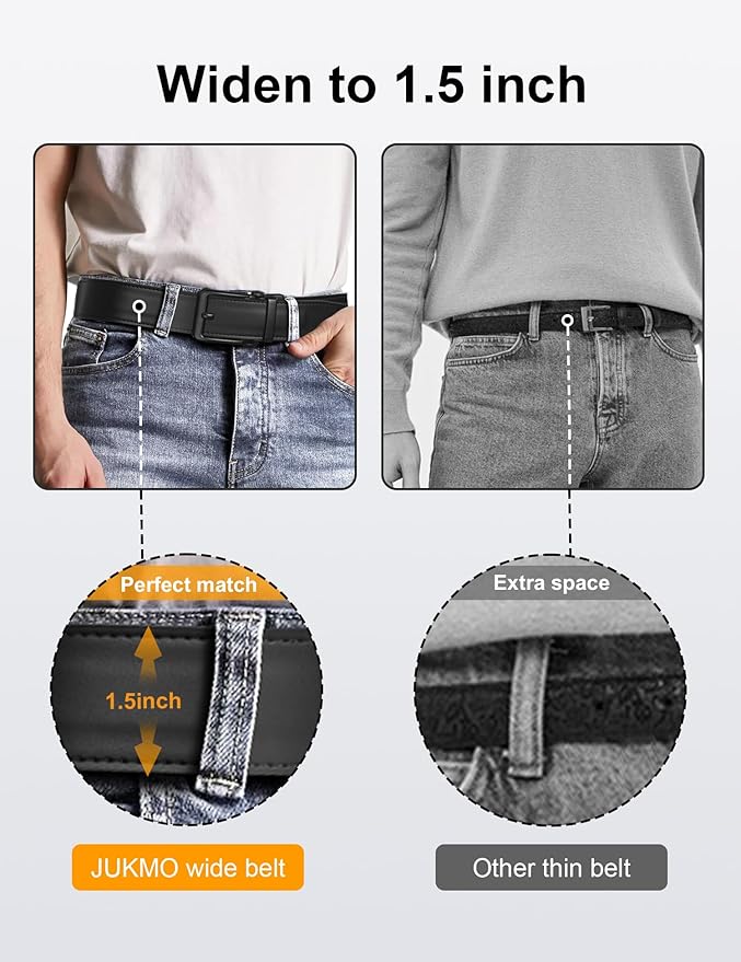 JUKMO 1.5" (38mm) Leather Ratchet Belt for Men in Gift Box