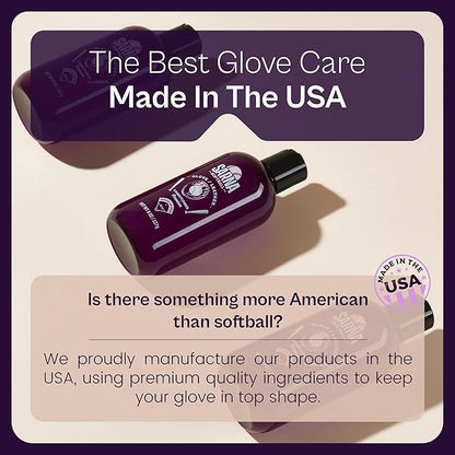 SARNA BASEBALL Glove Conditioner, Liquid, 8 Oz – Water-Based, Non-Darkening, No Sticky Residue – Glove Conditioner for Mitts, Baseball & Softball Gear Made in USA