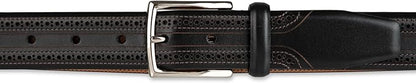 Cole Haan Men's Black Leather Dress Belt - Classic Style With Polished Buckle for Work Or Formal Wear