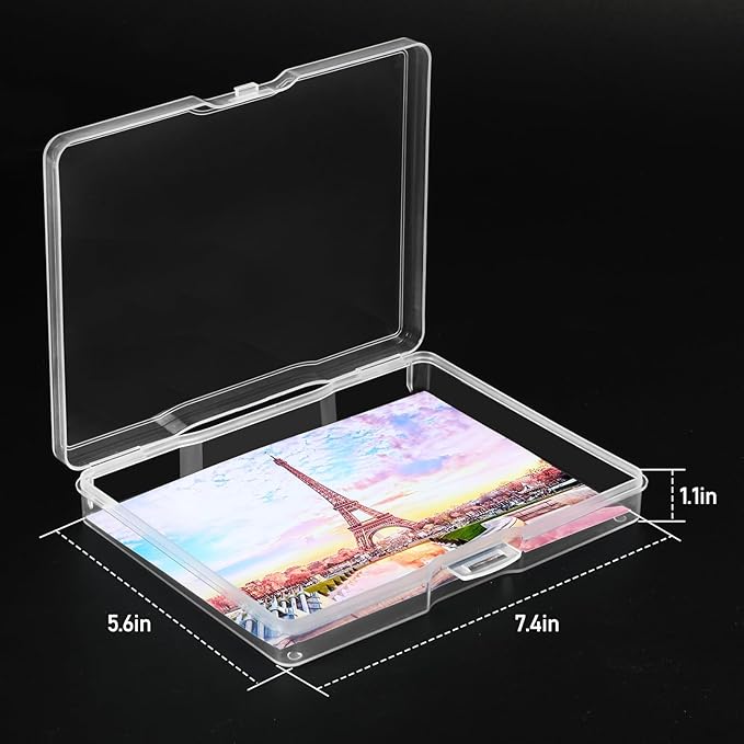 Photo Storage Box 5 x 7 Inches, 6 Pack Photo Organizers and Storage, Acid-Free Picture Storage Container, Stackable Craft Keeper for Photos, Cards, Stamps, Scrapbooking, Office Supplies etc