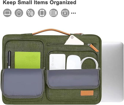 MOSISO 360 Protective Laptop Case 13 inch, 13 inch Laptop Sleeve Compatible with MacBook Air M5 M4 M3 M2 M1 2026-2018/Neo/Pro M2 M1, Side Open Carrying Case with 4 Zipper Pockets&Handle, Olive Green