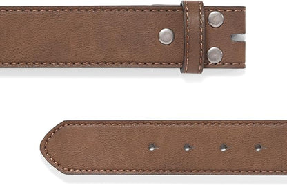 BC Belts Leather Belt Strap with Vintage Distressed Texture 1.5" Wide with Snaps and without Buckle
