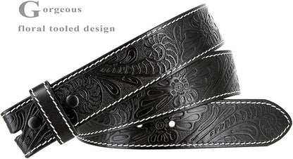 Genuine Full Grain Western Engraved Tooled Leather Strap or Belt 1-1/2" Wide