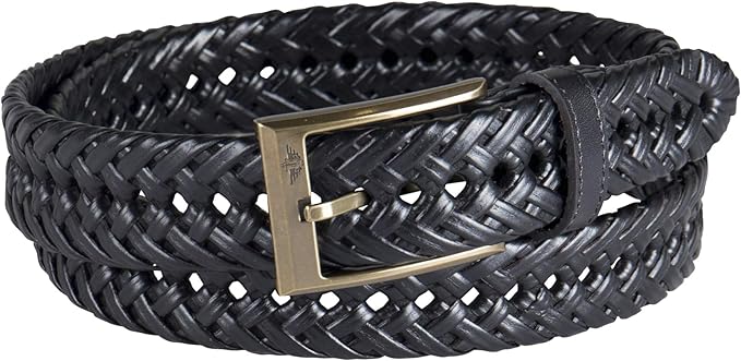 DOCKERS Men's Braided Leather Belt, Fully Adjustable Casual Strap for Everyday Wear