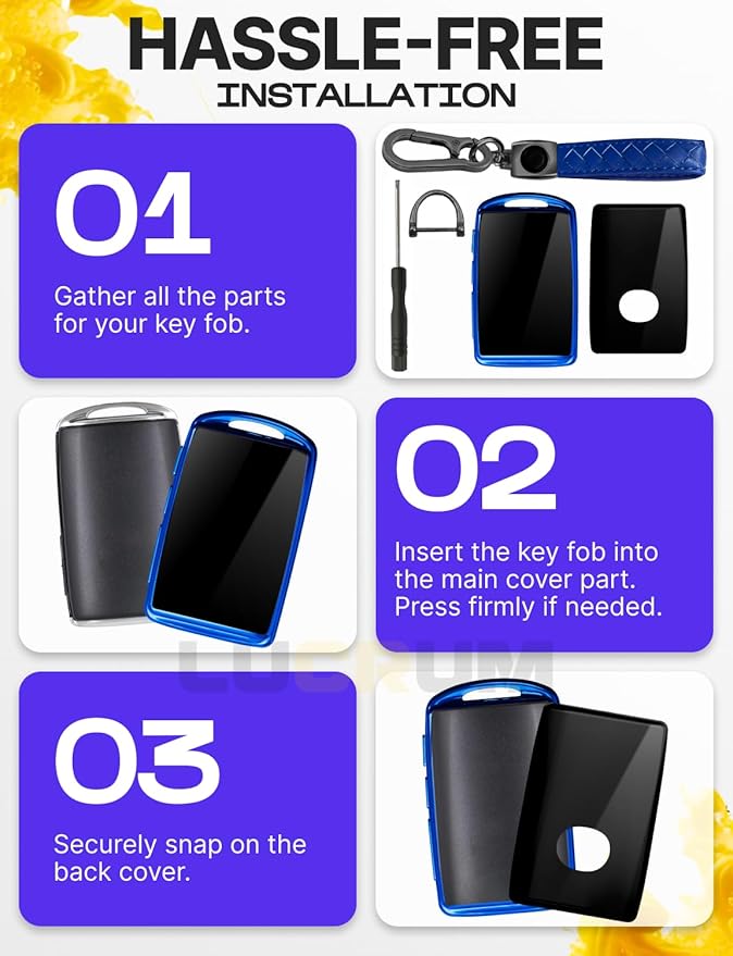 Lucrum Compatible with Mazda Key Fob Cover & Leather Keychain - TPU Case for 3, 6, CX-5 CX-9 CX-30 CX-50 CX-70 (2019-2025)