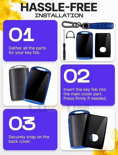 Lucrum Compatible with Mazda Key Fob Cover & Leather Keychain - TPU Case for 3, 6, CX-5 CX-9 CX-30 CX-50 CX-70 (2019-2025)