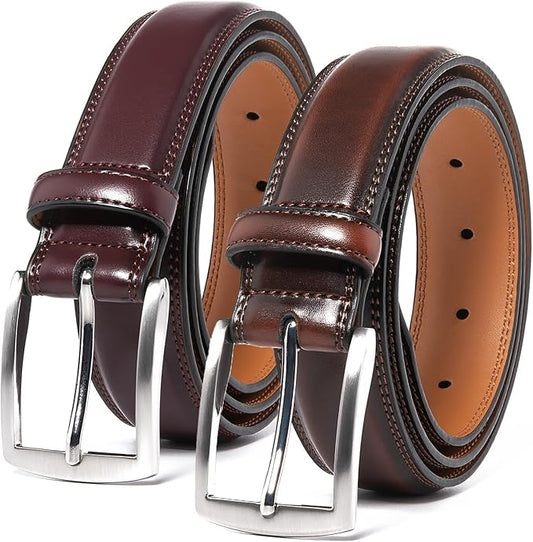 Mens Genuine Leather Dress Belt for Men, Handmade, 100% Cow Leather,Classic Casual and Business Belt Prong Buckle