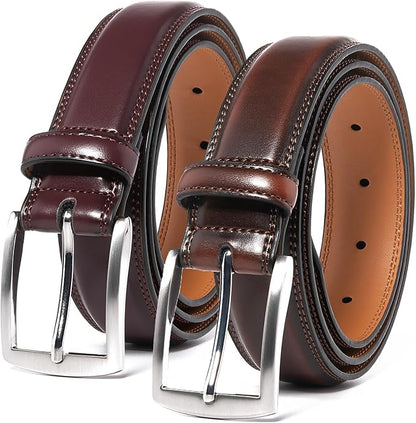 Mens Genuine Leather Dress Belt for Men, Handmade, 100% Cow Leather,Classic Casual and Business Belt Prong Buckle