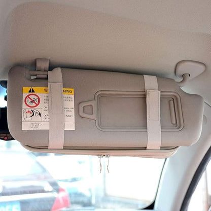 Da by Car Sun Visor Organizer, Multi-Pocket Visor Organizer Storage Pouch for Cars, SUVs & Trucks with Double Zippers, Elastic Bands & Glasses Clip- Organizes Essentials Keep Tidy (Beige Light Yellow)