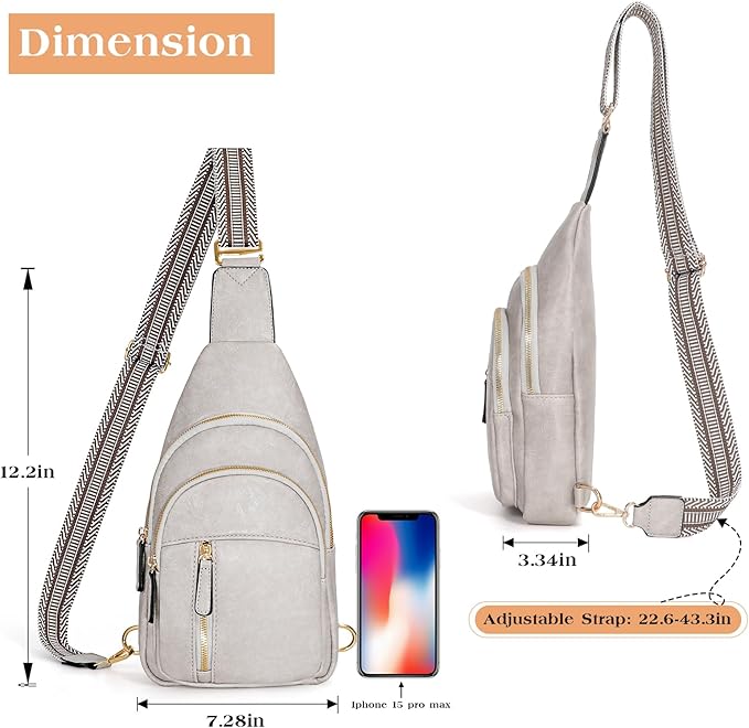 SUOSDEY Sling Bags for Women - Crossbody Leather Sling Backpack Chest Shoulder Bags for Casual Traveling Hiking Cycling