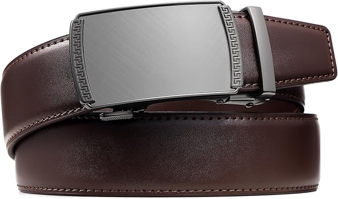 Founders & C Ratchet Belts for Men-Black/Brown Belt Leather 1 3/8" for Casual Dress-Micro Adjustable Belt