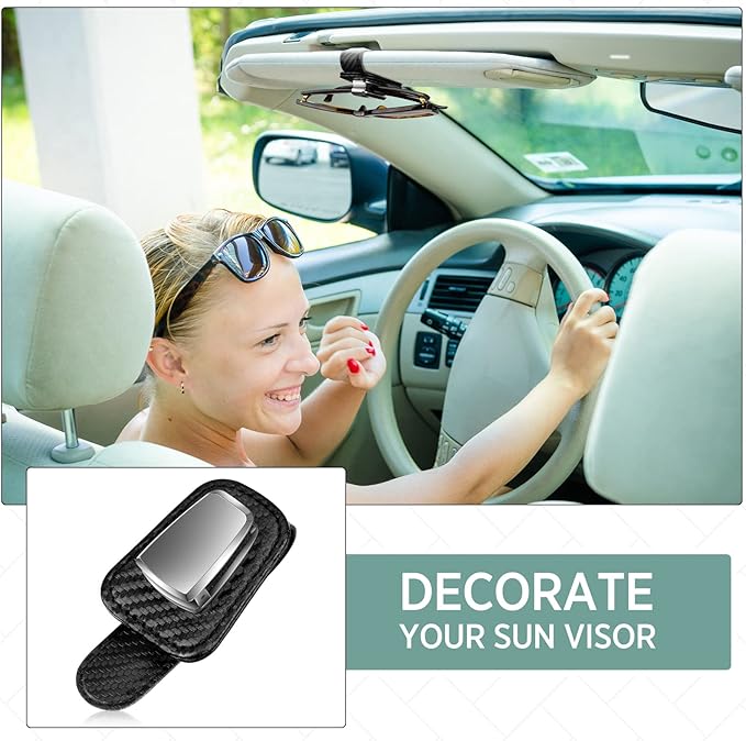 Mudder 2 Packs Sunglasses Holder for Car Universal Visor Sunglasses Holder Clip Leather Eyeglasses Hanger and Ticket Card Clip Eyeglasses Mount for Car(Light Black)