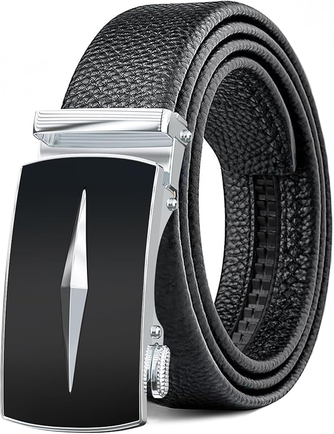 Men's Belt,Leather Ratchet Dress Belts with Sliding Adjustable Belts Dress Casual Jeans Comfort Trim to Fit