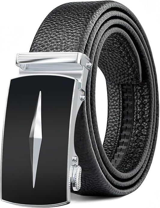 Men's Belt,Leather Ratchet Dress Belts with Sliding Adjustable Belts Dress Casual Jeans Comfort Trim to Fit