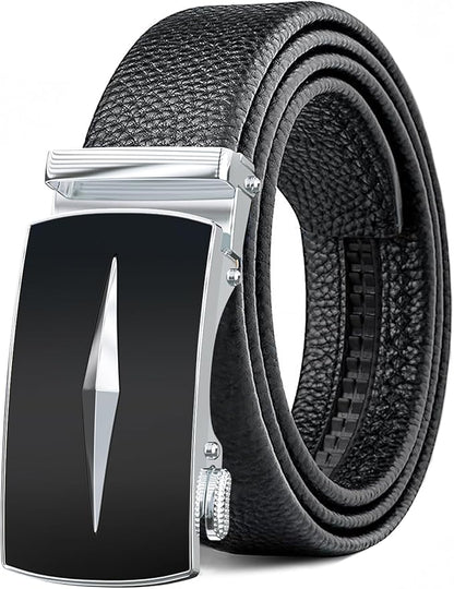 Men's Belt,Leather Ratchet Dress Belts with Sliding Adjustable Belts Dress Casual Jeans Comfort Trim to Fit