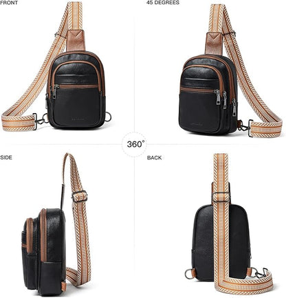 LATMAP Sling Bag For Women Faux Leather Small Casual Daypack Backpack Fanny Pack Crossbody Chest Bags Purse
